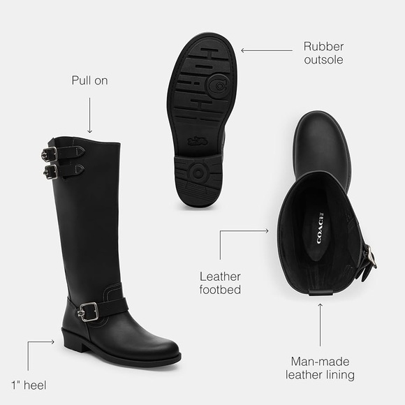 Coach Daria Buckled Tall Moto Boots Sz 8 BNWB - Picture 4 of 9